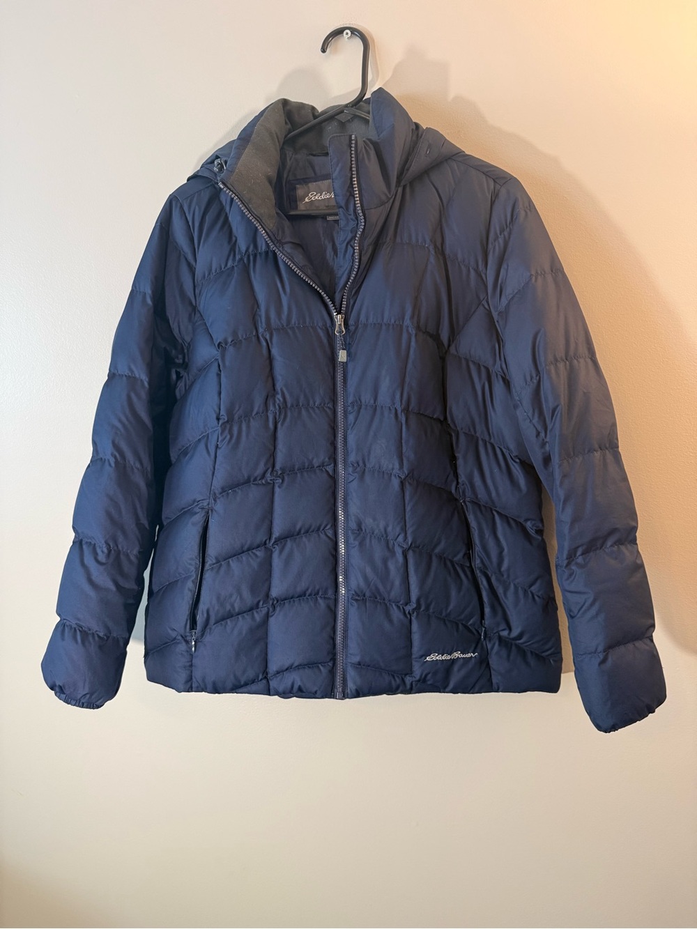 Eddie Bauer Navy Hooded Quilted Women's Puffer Jacket